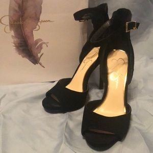 Jessica Simpson Bellona Black Suede Ankle Strap Sandal